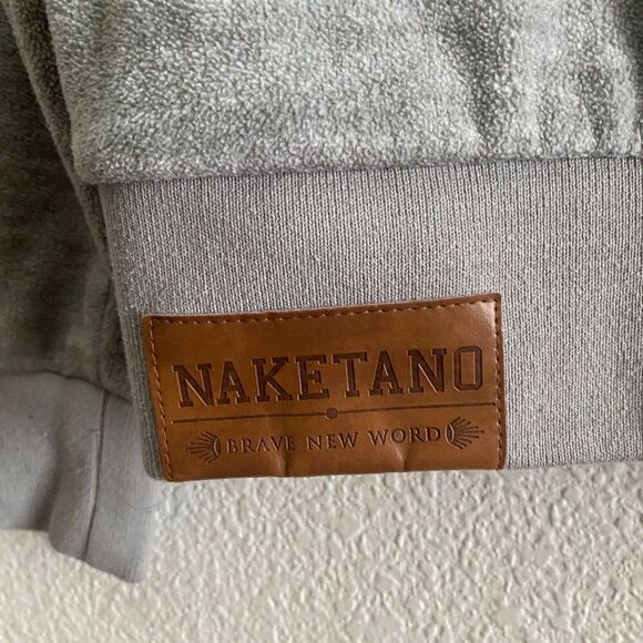 Naketano Cowl Neck Rope Accent Pullover Hoodie Sweatshirt Gray Color Medium - Picture 4 of 5